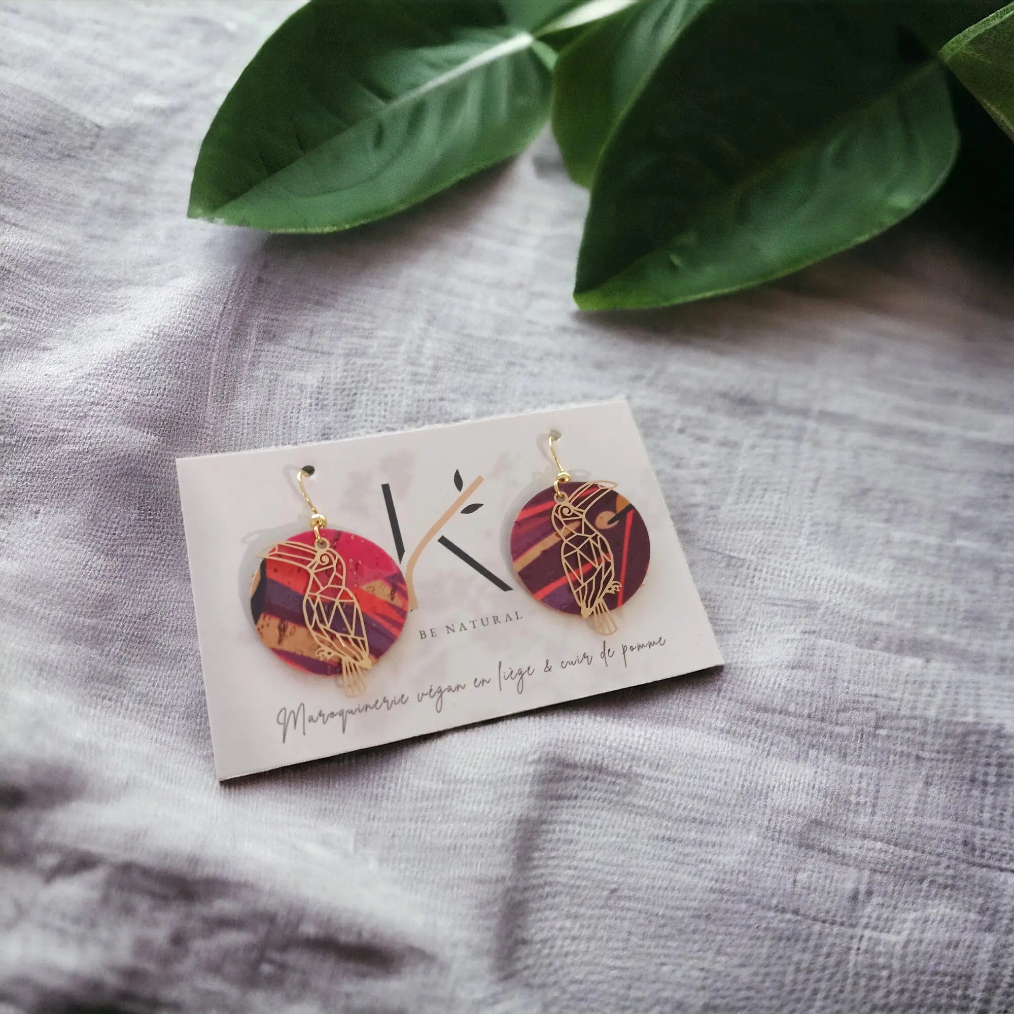 Boucles d'oreilles en liège Toucan Karmyliege