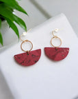 Boucles d'oreilles en liège bordeaux doré Karmyliege