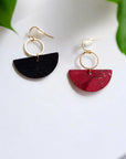 Boucles d'oreilles en liège bordeaux doré Karmyliege