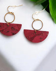 Boucles d'oreilles en liège bordeaux doré Karmyliege