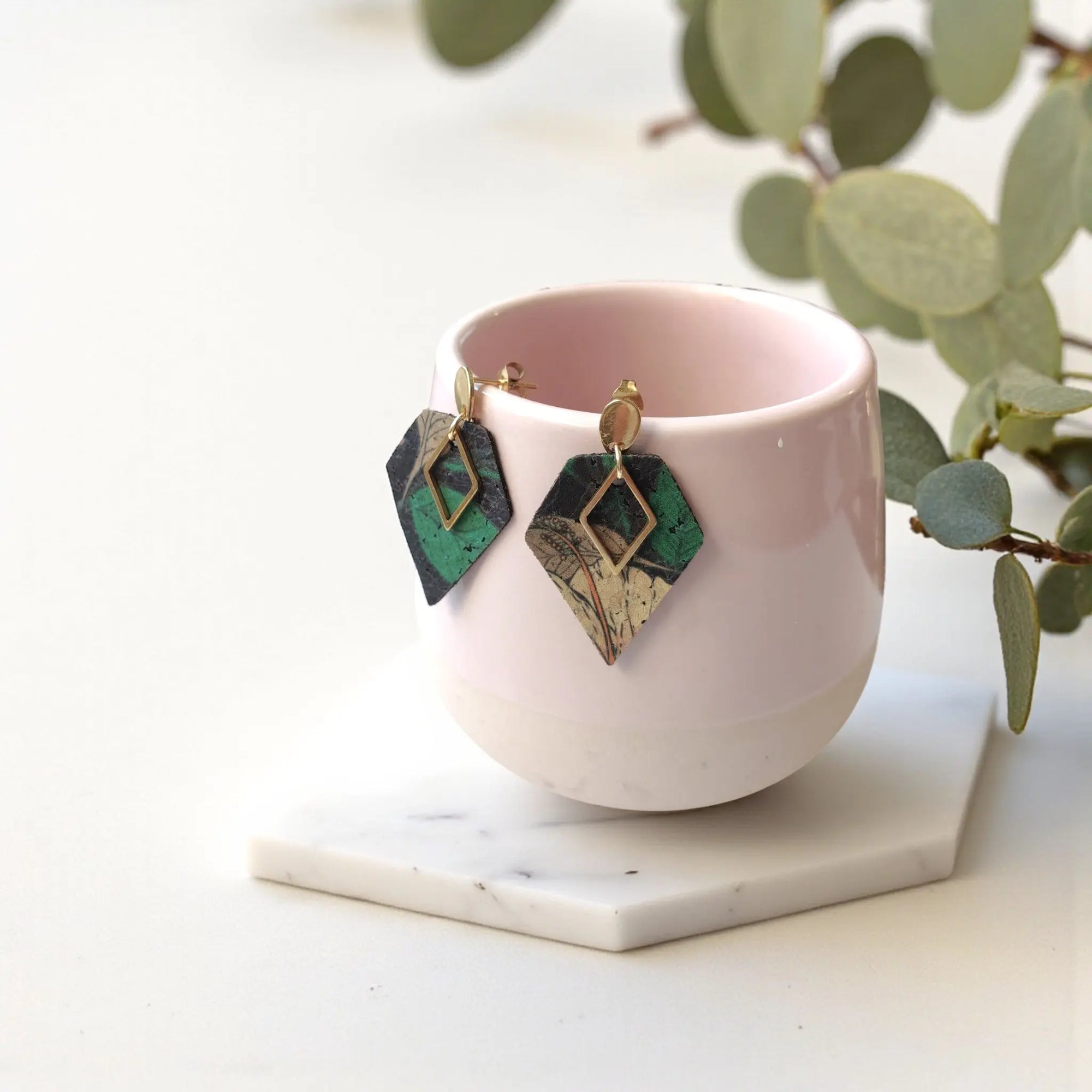 Boucles d'oreilles vegan, Alicia -en liège Karmyliege