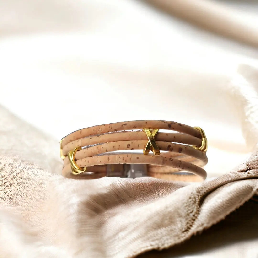 Bracelet en Liège Naturel Livia doré Karmyliege 20cm-Beige