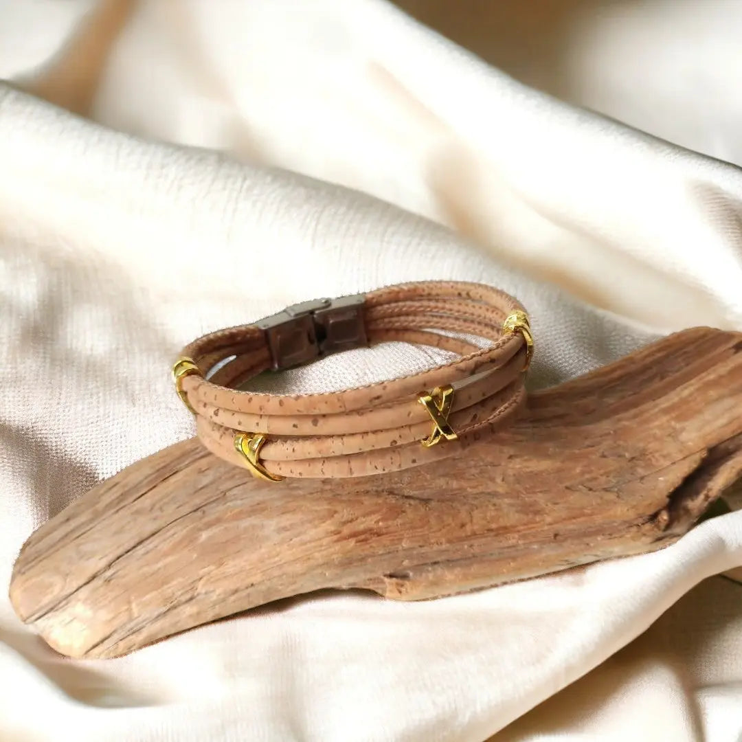 Bracelet en Liège Naturel Livia doré Karmyliege