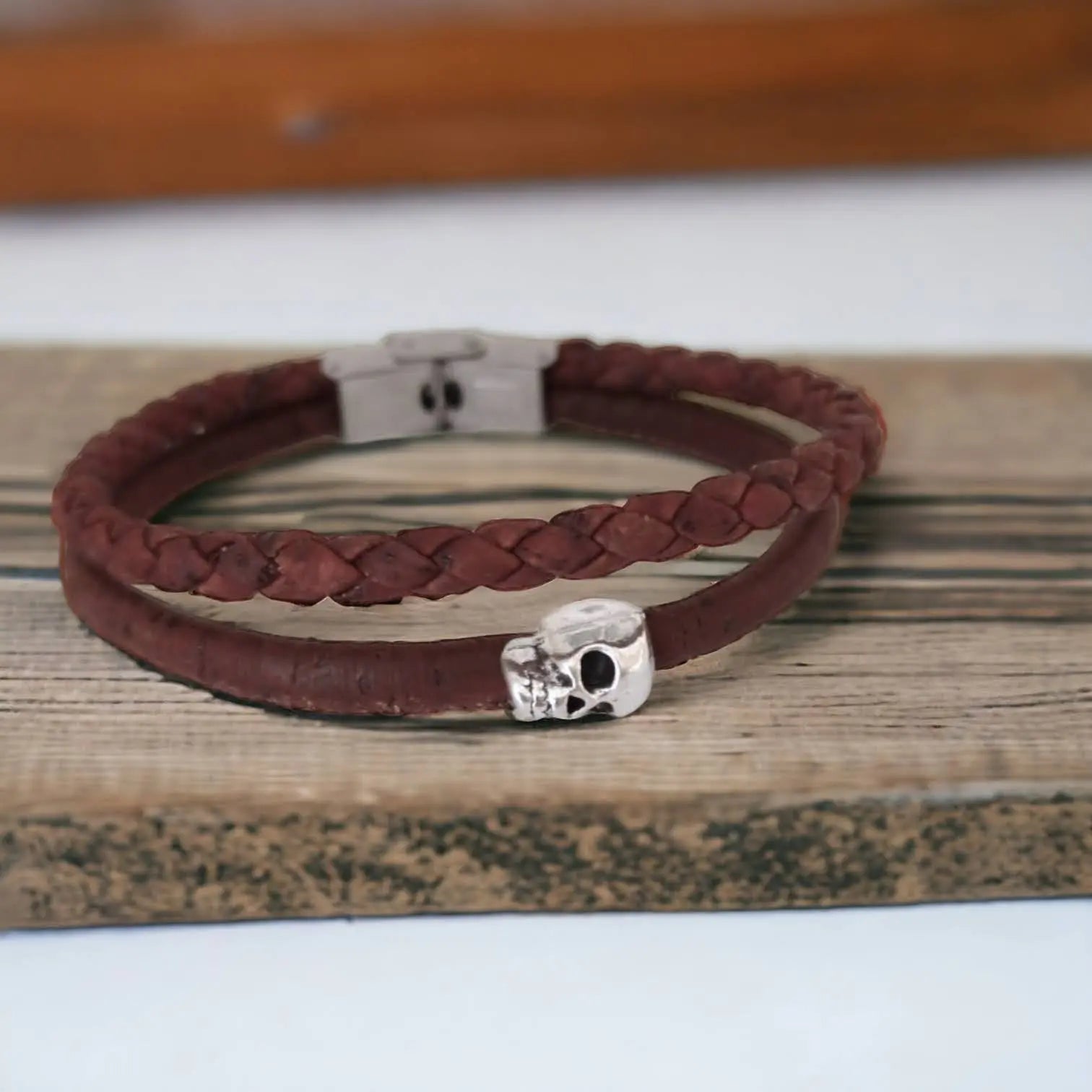 Bracelet en liège Lou - Bijoux unisexe gothique Karmyliege 21cm-Marron