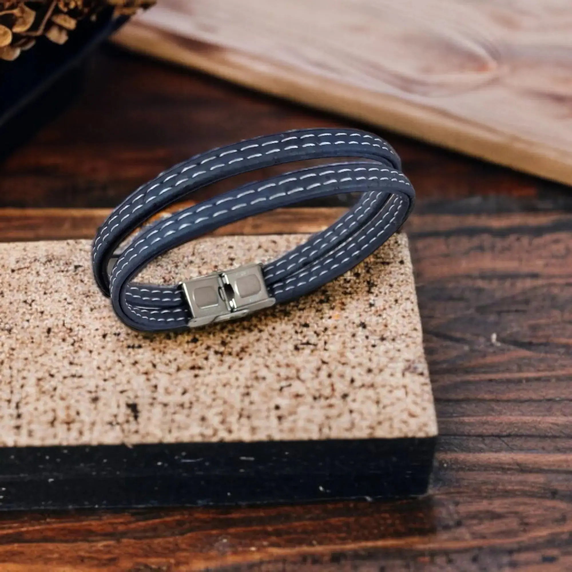 Bracelet en liège Nathanaël Karmyliege 18cm-Bleu