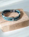 Bracelet en liège Valentin Karmyliege Bleu-ciel-et-noir-22cm