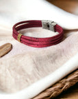Bracelet en liège naturel Emeraude bordeaux Karmyliege