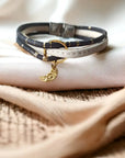 Bracelet en liège naturel Luna Karmyliege 20cm-Noir-doré
