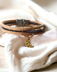 Bracelet en liège naturel Luna Karmyliege 20cm-Beige-et-noir-doré
