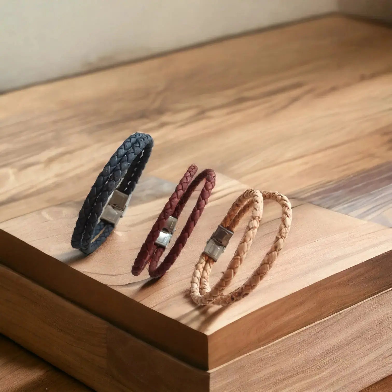 Bracelet en liège tressé Léo Karmyliege 19cm-Noir
