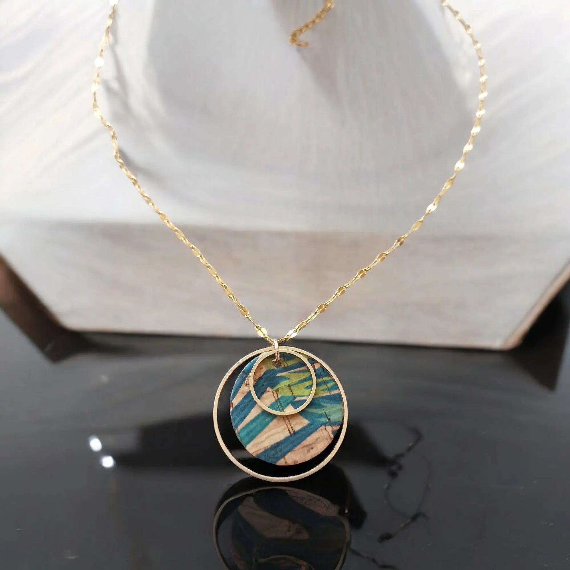 Collier en liège Lola et chaine en acier inoxydable Karmyliege