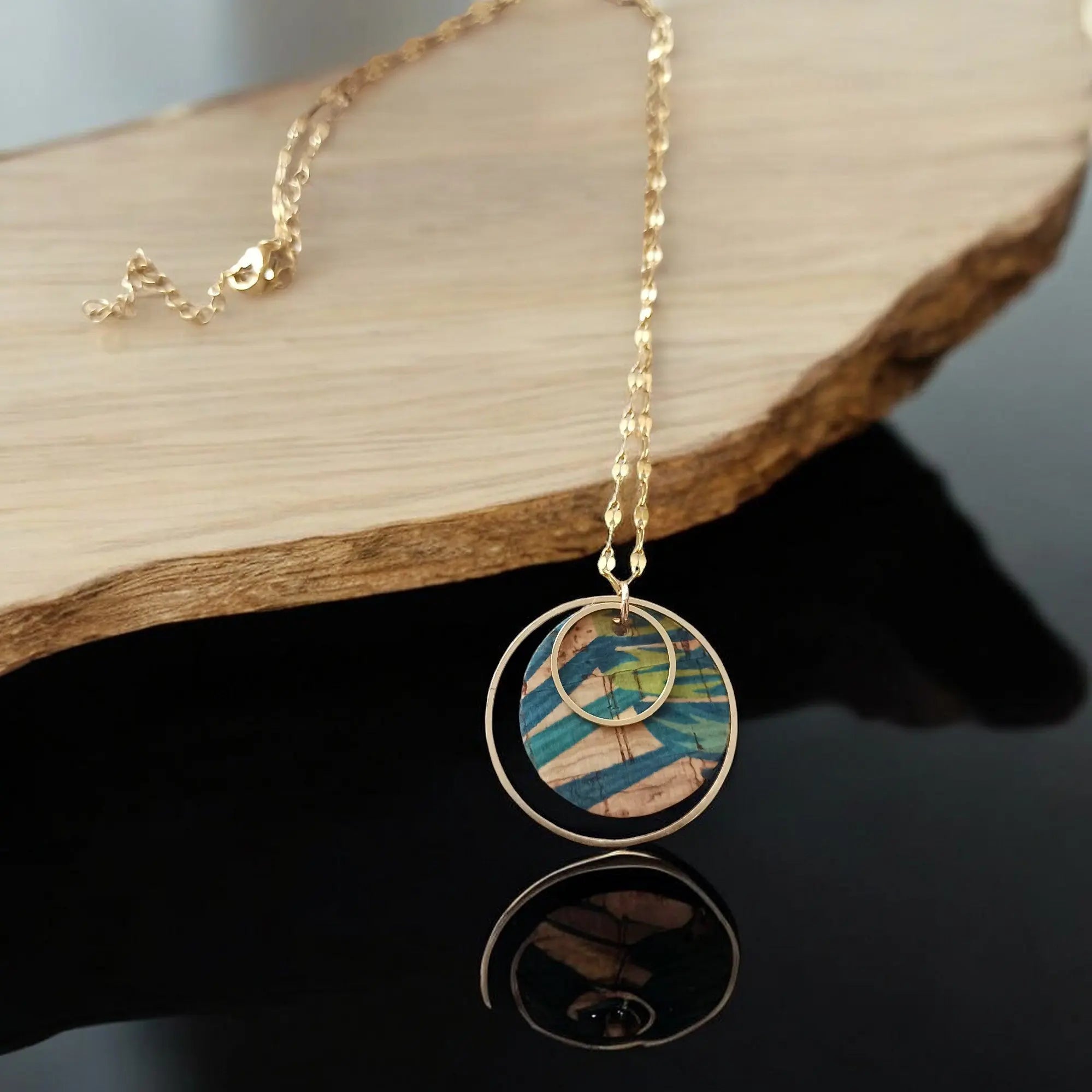 Collier en liège Lola et chaine en acier inoxydable Karmyliege