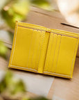 Porte cartes vegan en cuir de bambou jaune Karmyliege