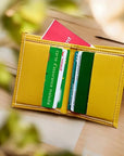 Porte cartes vegan en cuir de bambou jaune Karmyliege