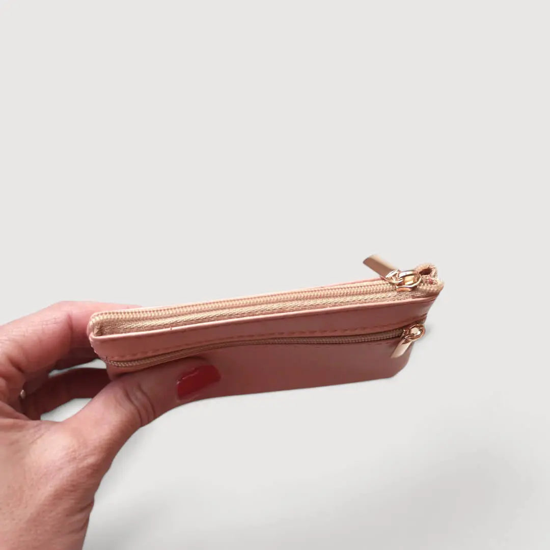 Porte-monnaie vegan en cuir de cactus saumon Karmyliege