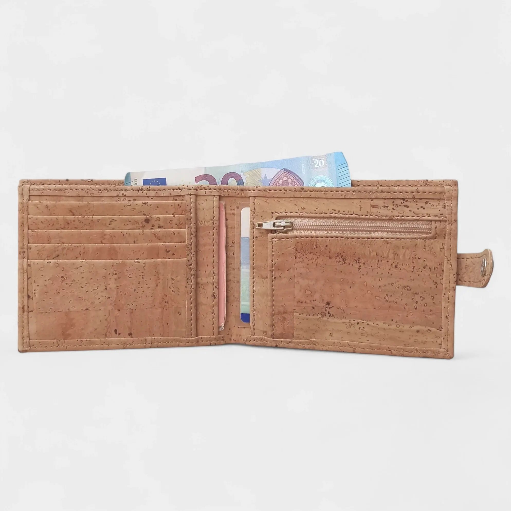 Portefeuille vegan en liège avec zip, Roman Karmyliege