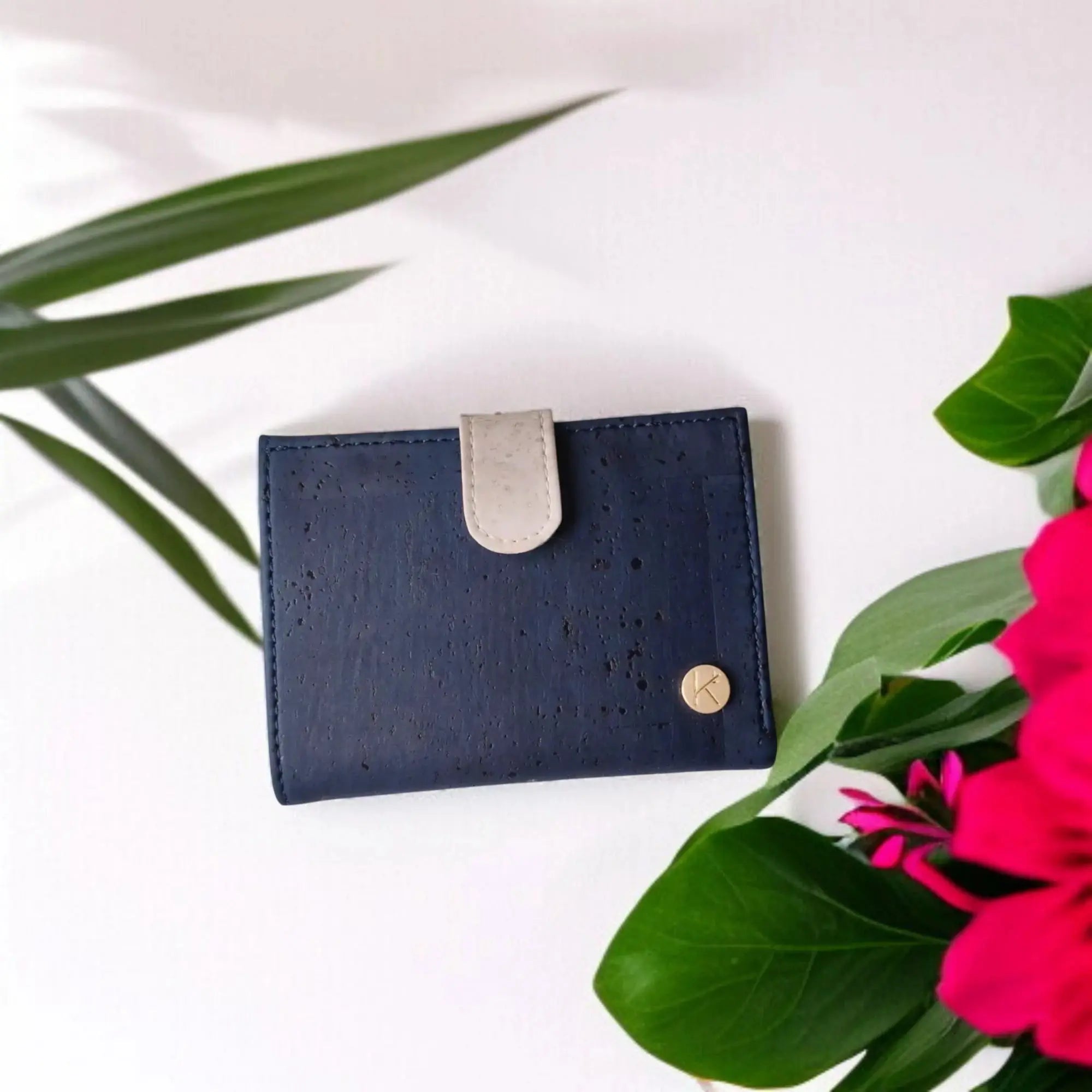 Portefeuille vegan en liège, Zoé  Karmyliege Bleu-marine