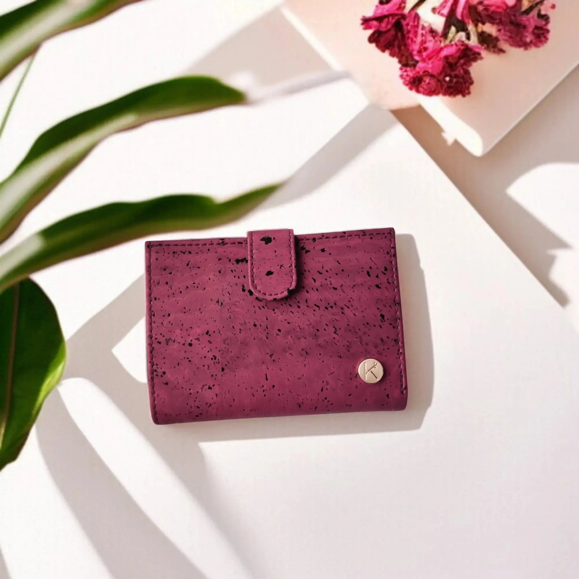 Portefeuille vegan en liège, Zoé  Karmyliege bordeaux