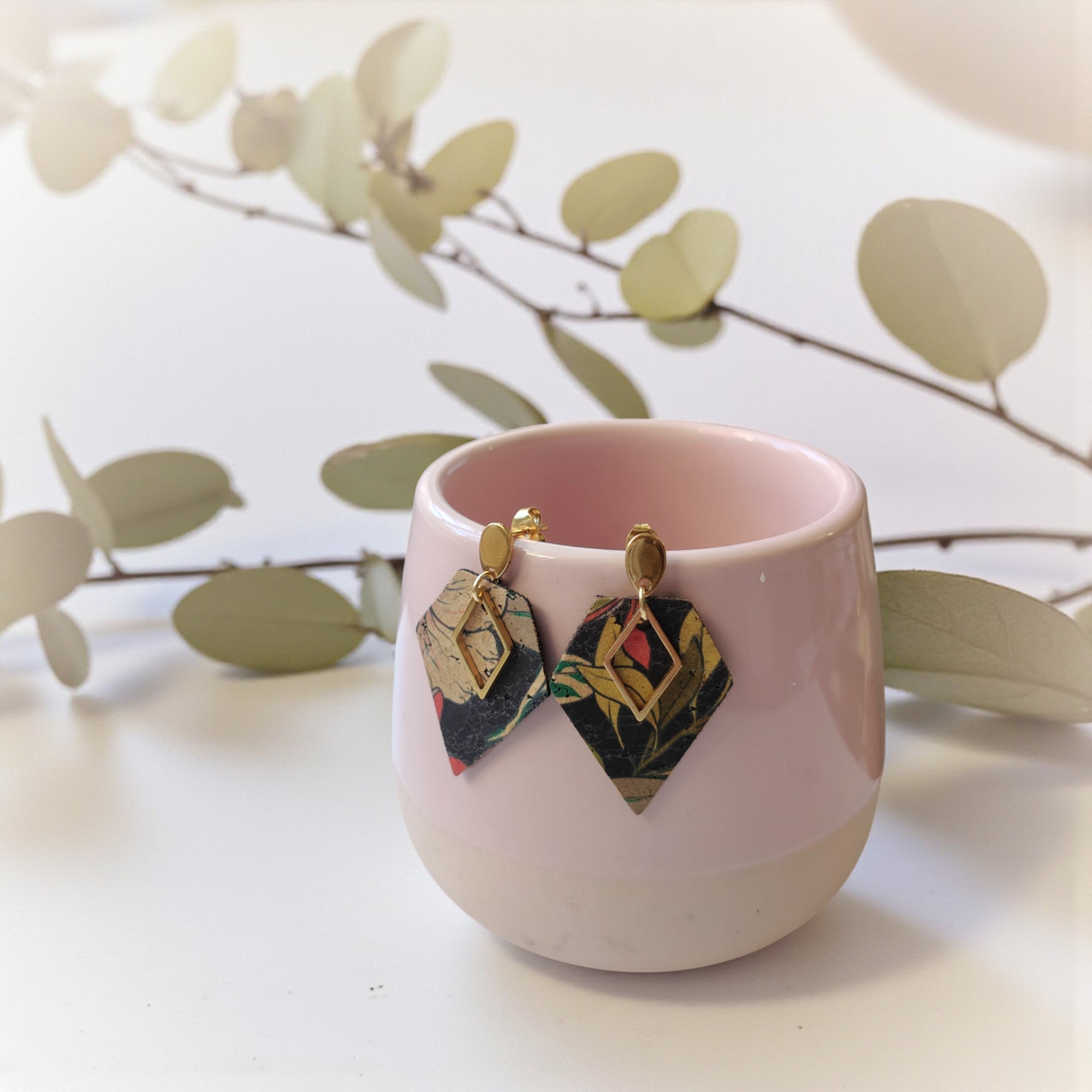 Boucles d'oreilles vegan, Alicia -en liège