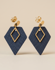 Boucles d'oreilles vegan, Alicia - Cuir de cactus bleu