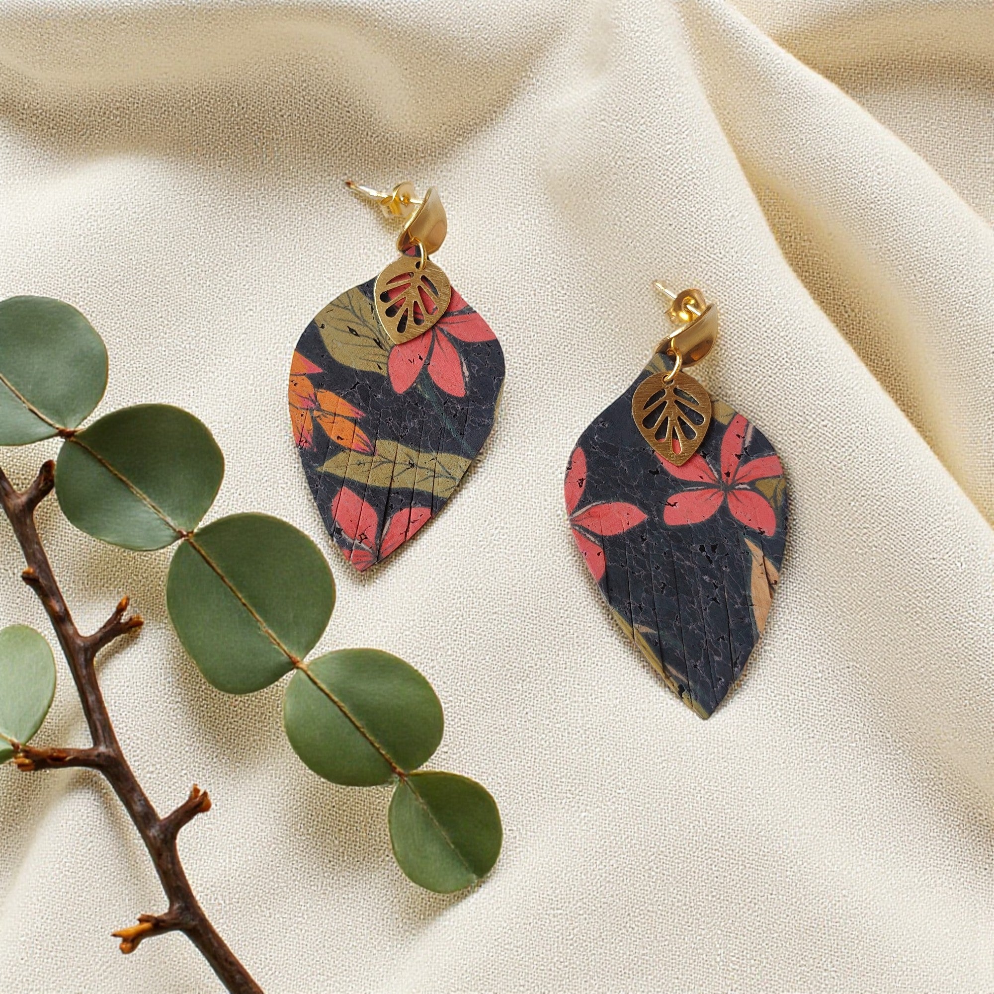 Boucles d'oreilles vegan en liège, Luzia