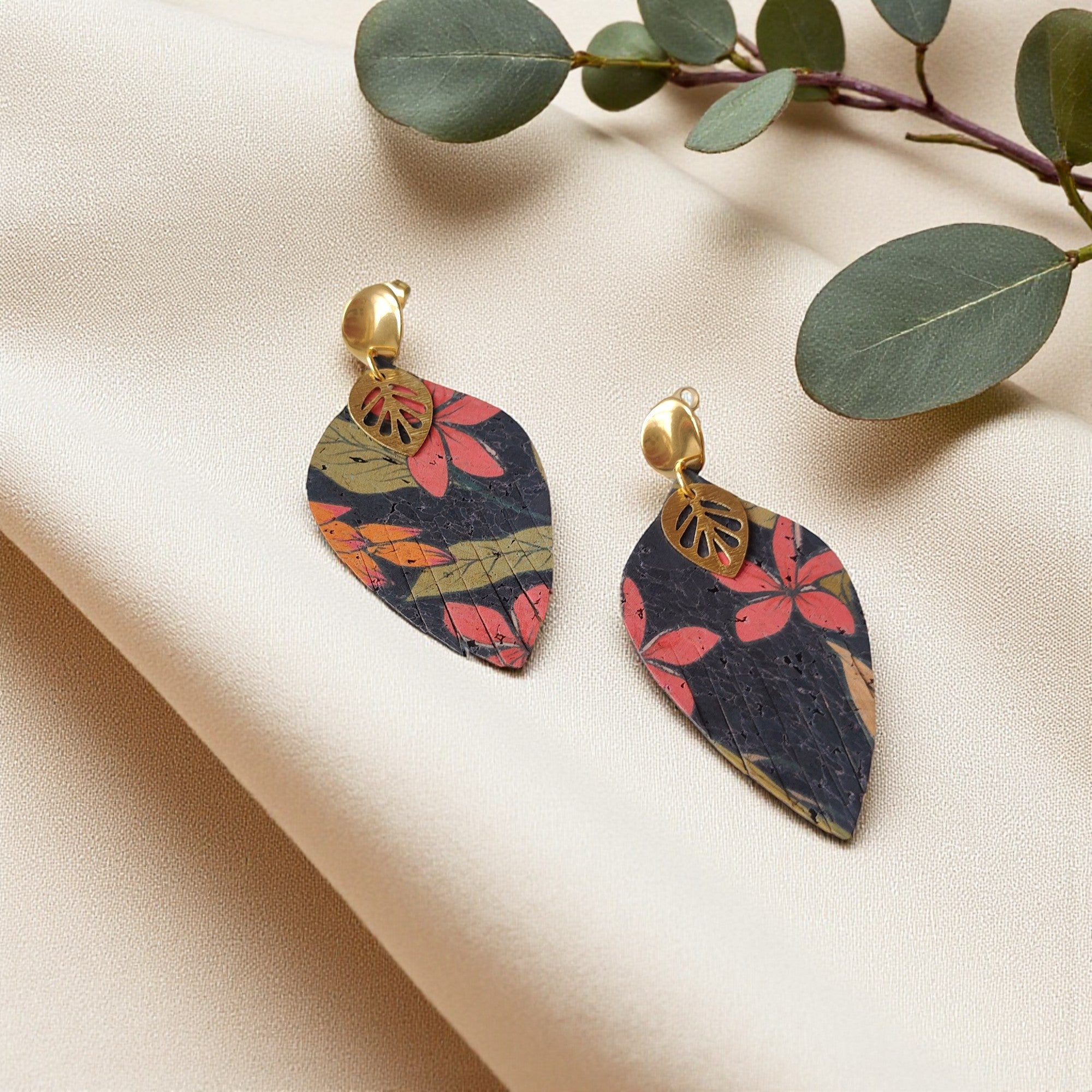 Boucles d'oreilles vegan en liège, Luzia