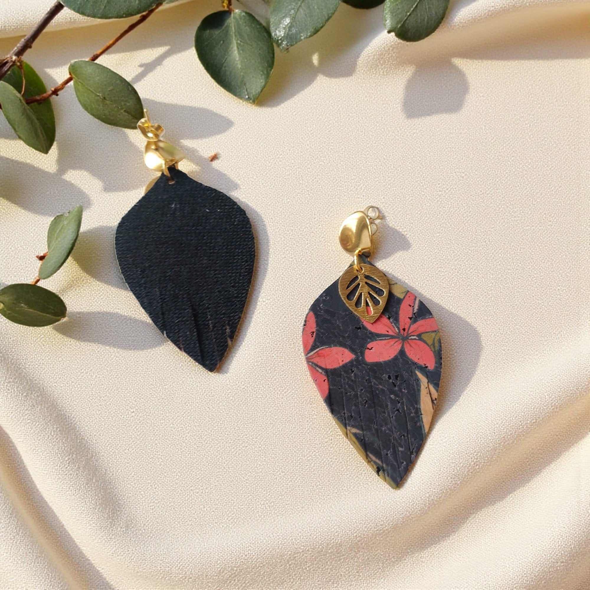 Boucles d'oreilles vegan en liège, Luzia