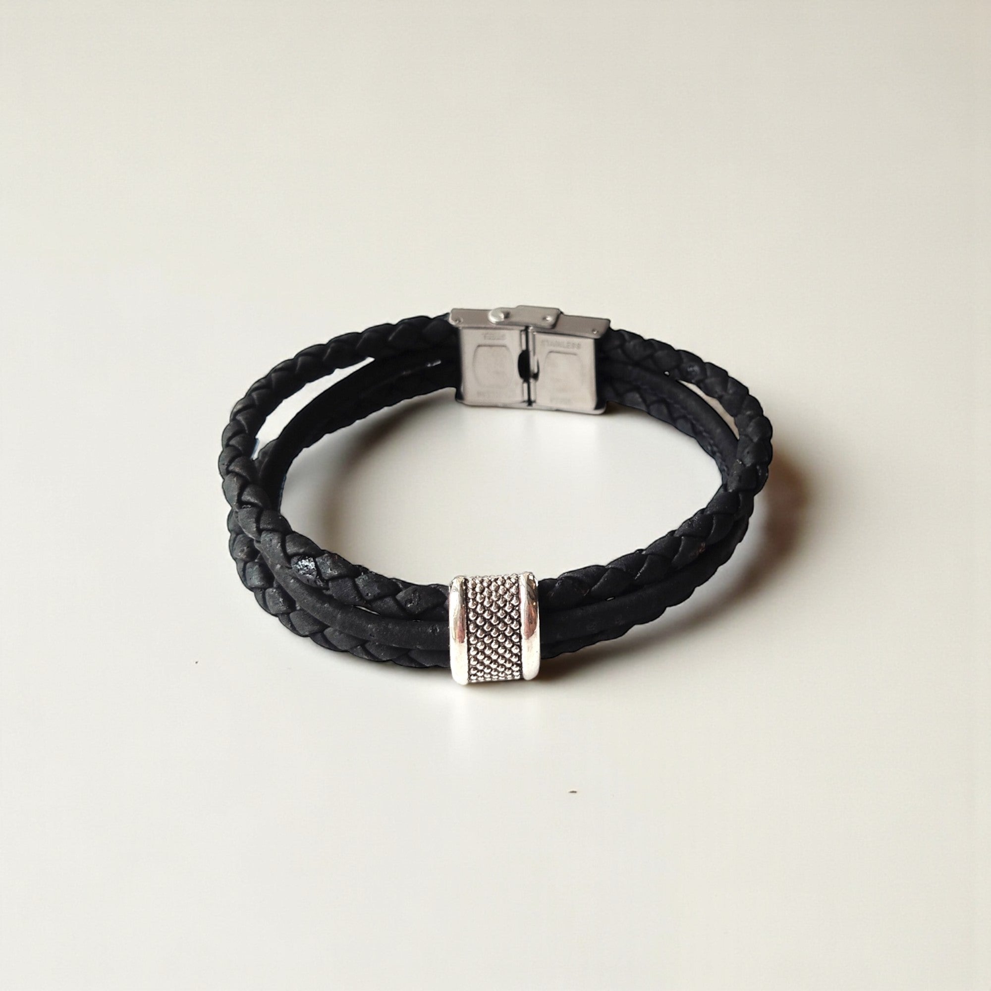 Bracelet vegan en liège tressé, Fabio