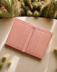 Porte cartes vegan en cuir de cactus rose pêche