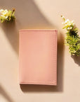 Porte cartes vegan en cuir de cactus rose pêche