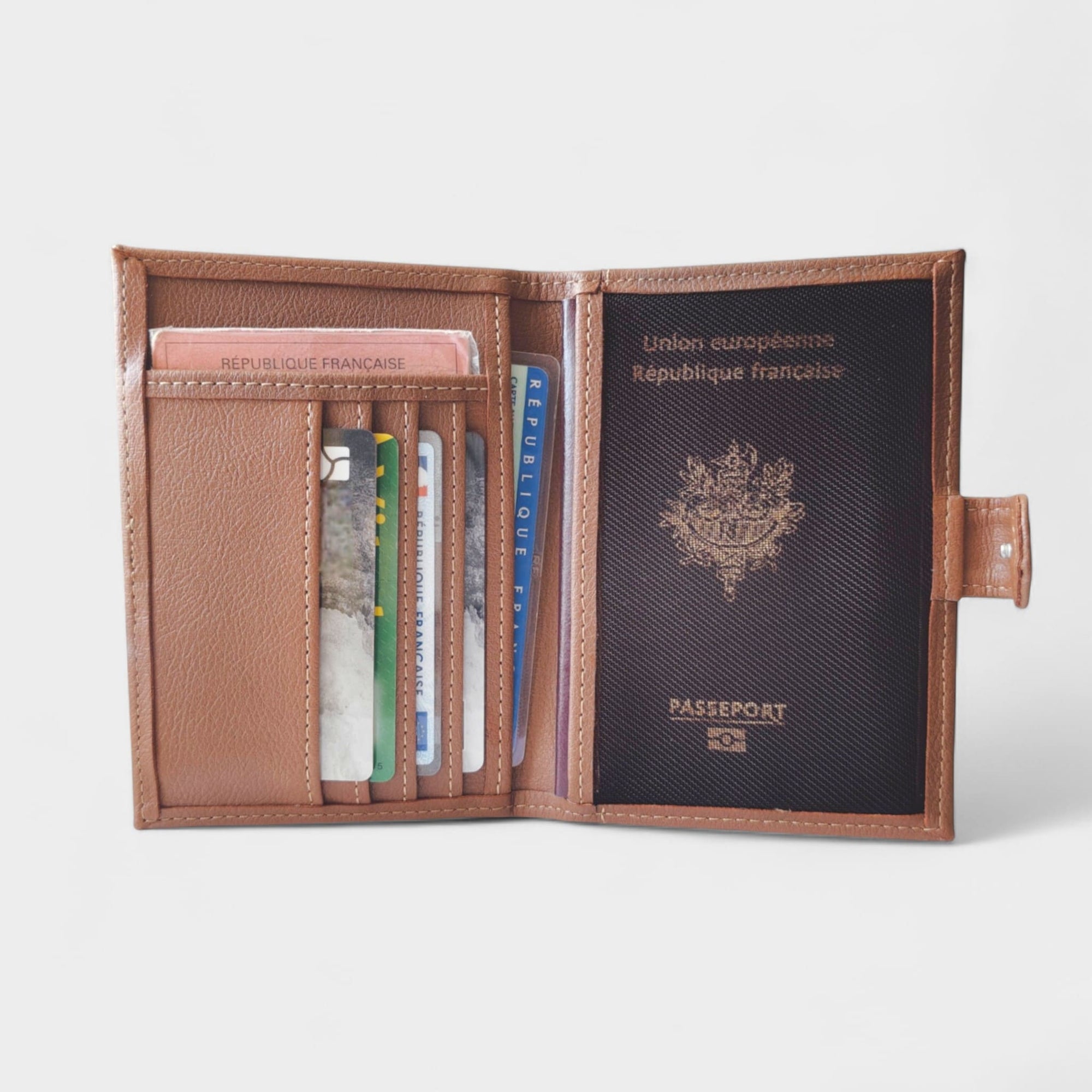 Porte documents vegan- passeport & cartes, Swan en peau de pomme
