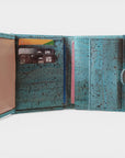 Portefeuille en liège, Zoé turquoise grisé