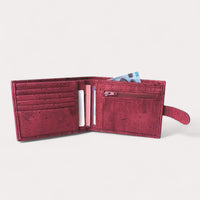 Portefeuille en liège avec zip, Roman bordeaux