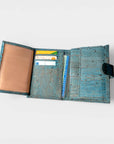 Portefeuille en liège, Zoé turquoise grisé
