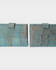 Portefeuille en liège, Zoé turquoise grisé