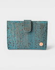 Portefeuille en liège, Zoé turquoise grisé