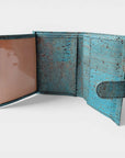 Portefeuille en liège, Zoé turquoise grisé