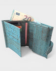 Portefeuille en liège, Zoé turquoise grisé