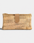 Portefeuille vegan en liège et peau de pomme, Lalie beige doré et camel Karmyliege