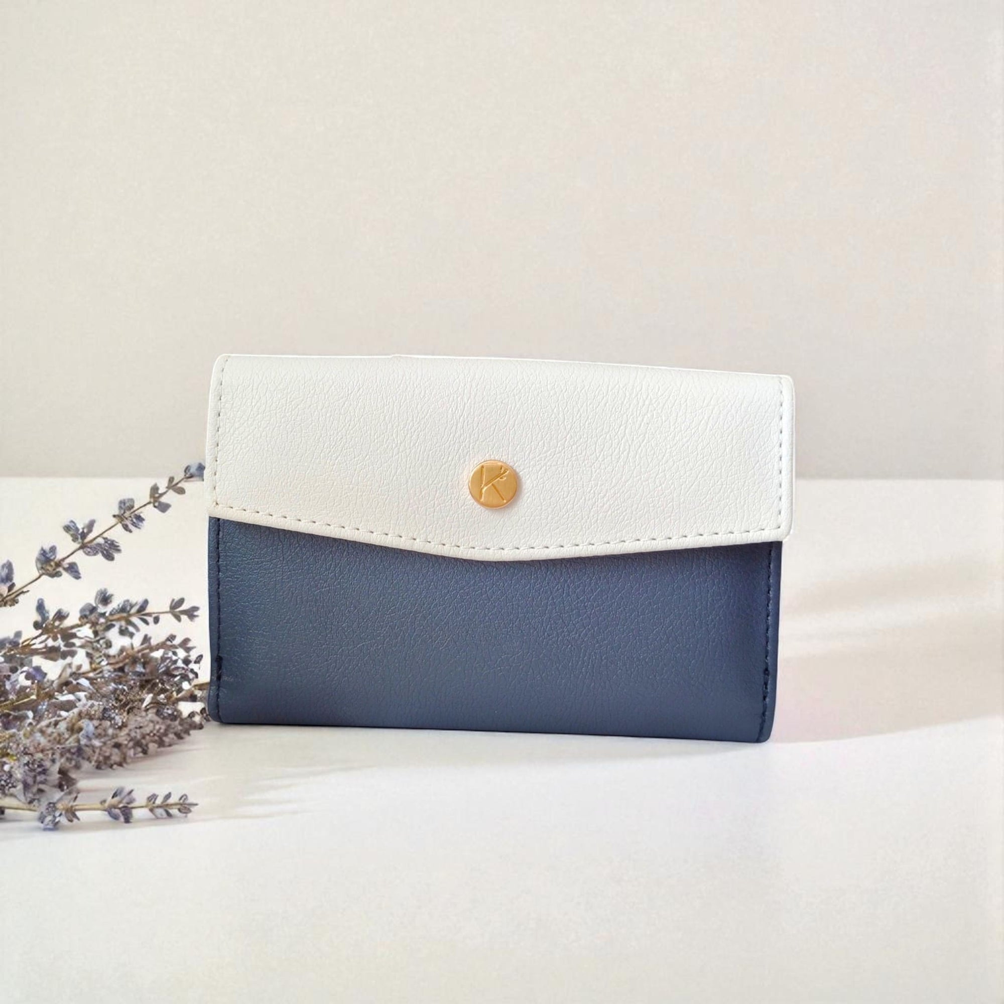 Portefeuille vegan en liège ou peau de pomme, Tiffany bleu-nuit