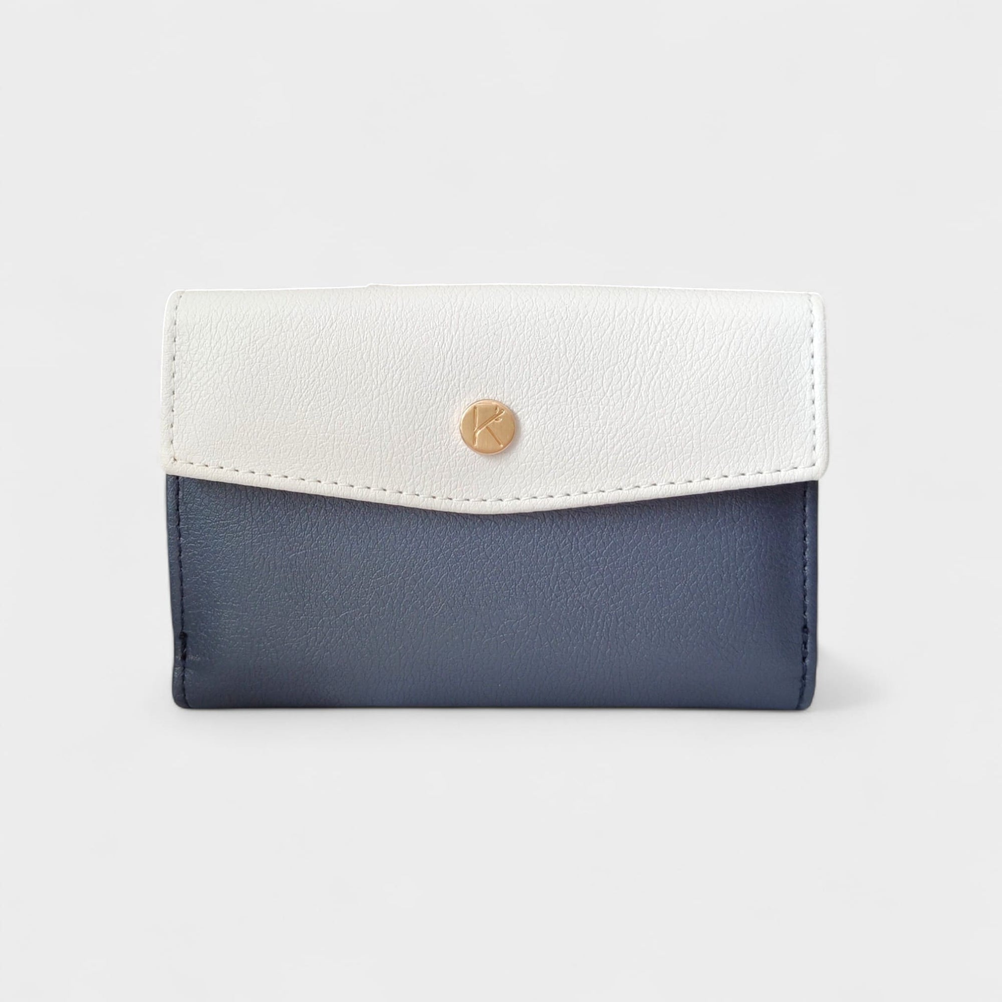 Portefeuille vegan en liège ou peau de pomme, Tiffany bleu-nuit