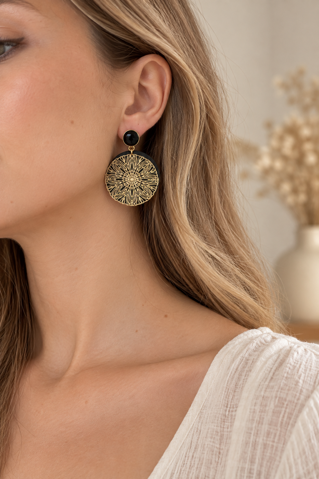 Boucles d'oreilles vegan en cuir de cactus, Léa