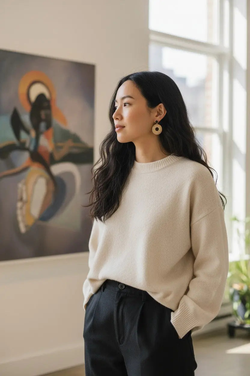 Boucles d'oreilles vegan en cuir de cactus, Léa  Karmyliege