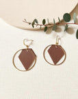 Boucles d'oreilles vegan en cuir de pomme marron, Rose  Karmyliege