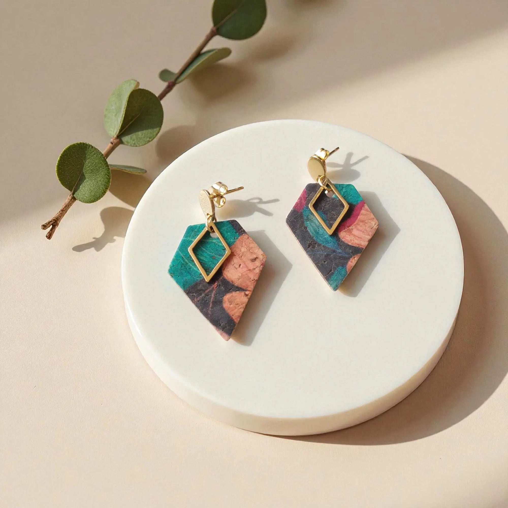 Boucles d'oreilles vegan en liège Alicia  Karmyliege Liège floral