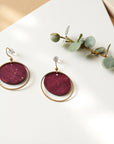 Boucles d'oreilles vegan en liège, Aline bordeaux doré  Karmyliege