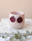 Boucles d'oreilles vegan en liège, Aline bordeaux doré  Karmyliege