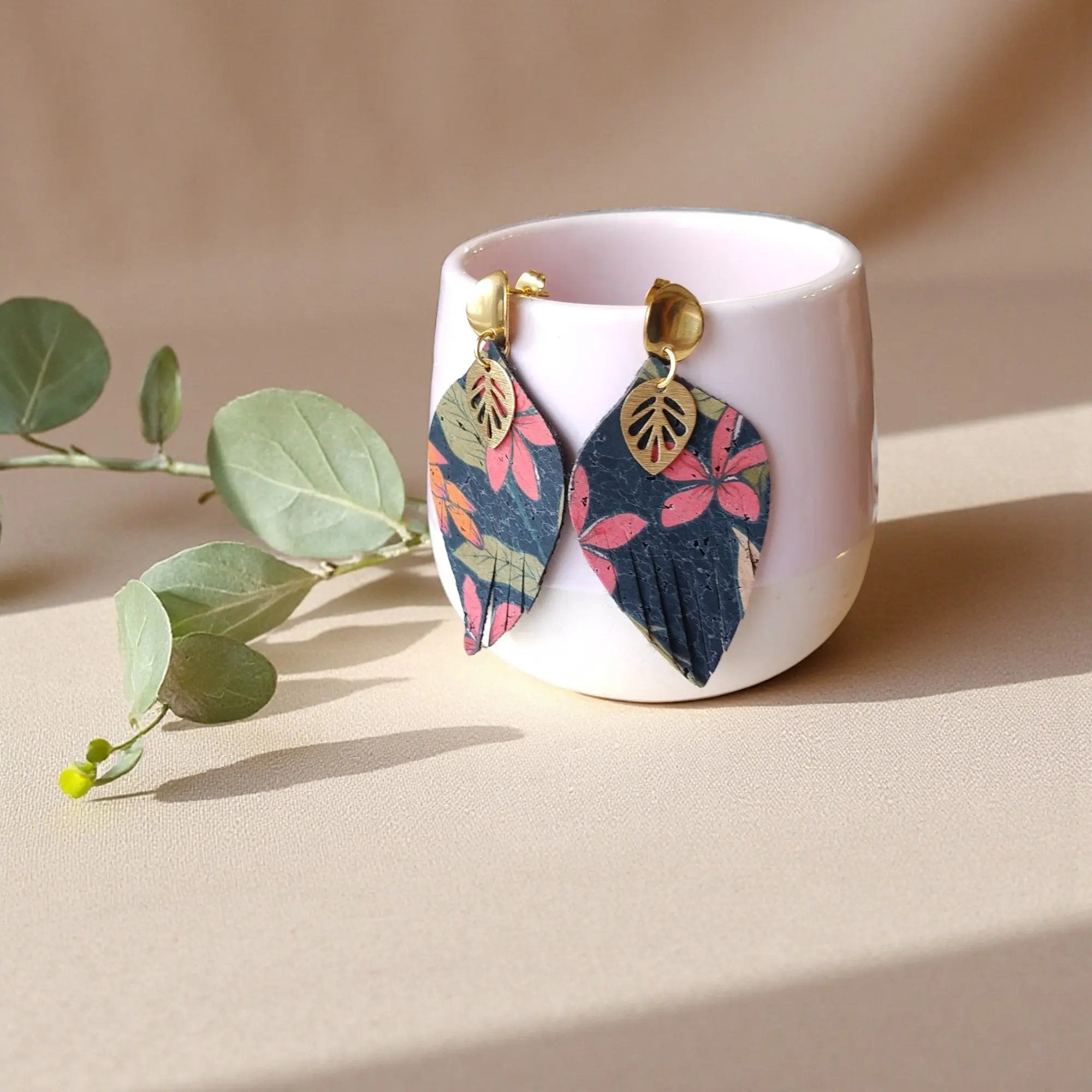 Boucles d'oreilles vegan en liège, Luzia  Karmyliege