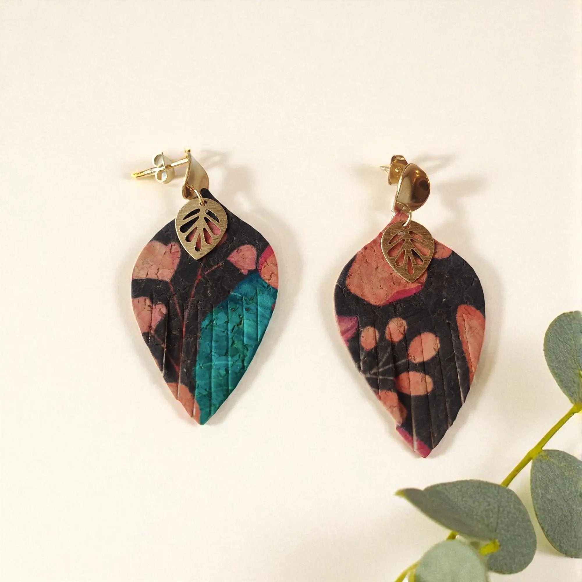 Boucles d'oreilles vegan en liège, Luzia  Karmyliege