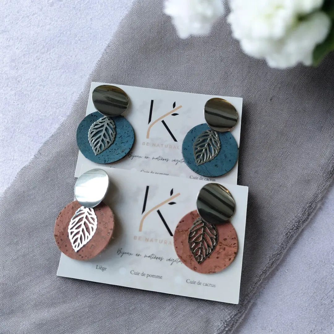 Boucles d'oreilles vegan en liège, Romane  Karmyliege